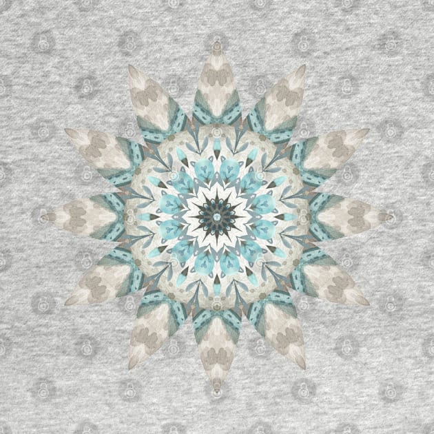 Feather Kaleidoscope Pattern in Soft Blue and Taupe by machare